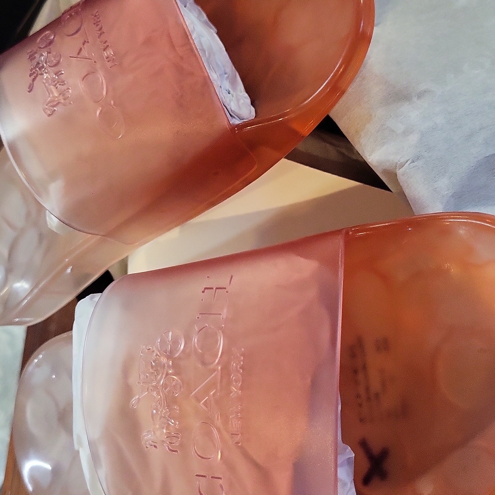 Nwt, Coach Women's Translucent Pink Slide Sandals, Size 6 - Picture 2 of 5